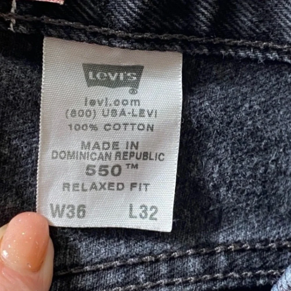 Levi's 550 Relaxed Fit Jeans‎ Mens 36x32 Black Western Tapered Leg Denim